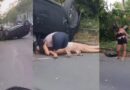 VÍDEOS! Mulheres deixam carro capotado com sinais de embriaguez na zona norte de Manaus