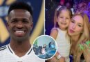 Virginia Fonseca chega acompanhada de familiares de Vini Jr. à festa da filha