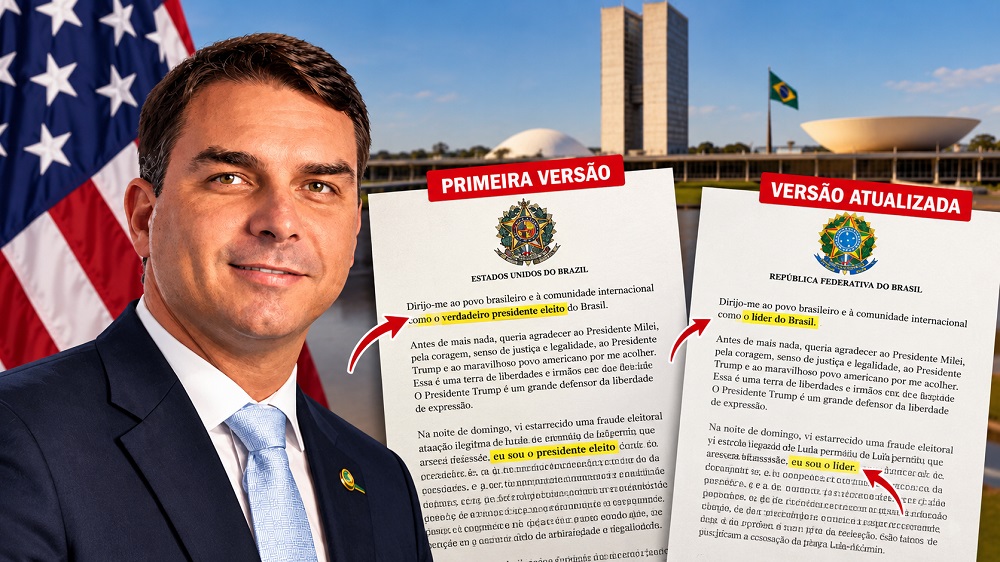 Entenda: Flávio Bolsonaro altera carta, retira expressão ‘presidente eleito’ e passa a se declarar ‘líder do Brasil’