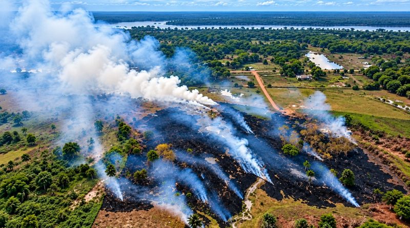 Homem é preso em flagrante suspeito de queimar pneus e provocar fumaça em área de mata no Amazonas