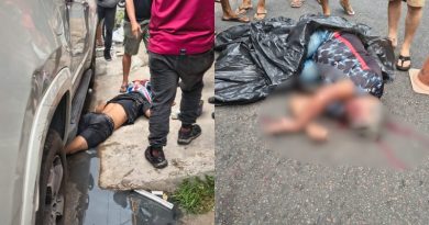 Motociclista atropela idoso na avenida Cosme Ferreira e acaba embaixo de caminhonete Motociclista atropela idoso na avenida Cosme Ferreira e acaba embaixo de caminhonete
