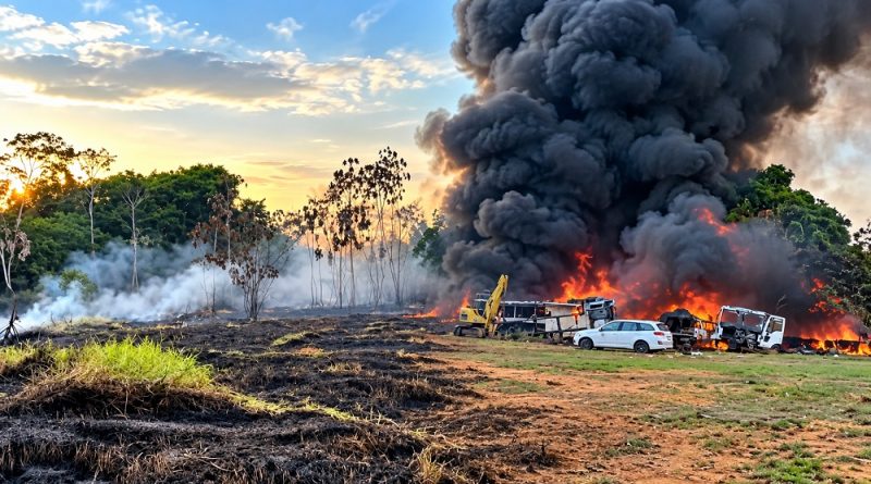 Incêndios atingem nove veículos e mobilizam mais de 20 bombeiros em Iranduba Incêndios atingem nove veículos e mobilizam mais de 20 bombeiros em Iranduba
