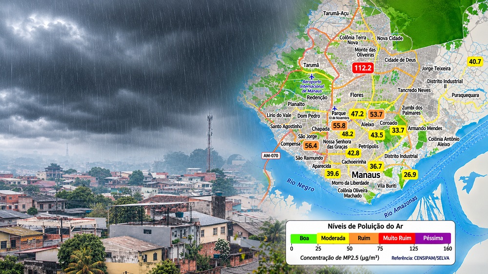 Região: Chuvas severas ameaçam Manaus e qualidade do ar apresenta índices elevados na capital