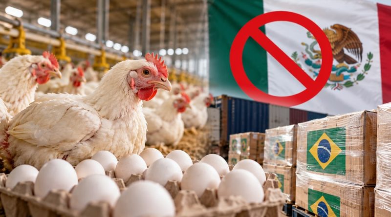 Brasil tem exportações de frango e ovos suspensas pelo México após foco de doença em aves Brasil tem exportações de frango e ovos suspensas pelo México após foco de doença em aves